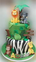 Jungle Animals Themed Birthday Cake CB-NC558