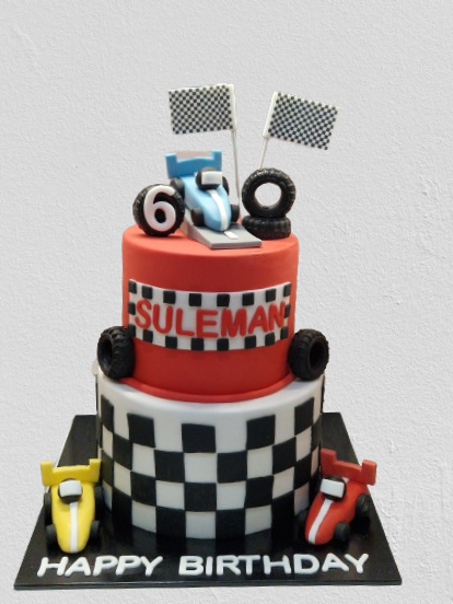 Racing Car 2 Tiered  Birthday Cake CB-NC665