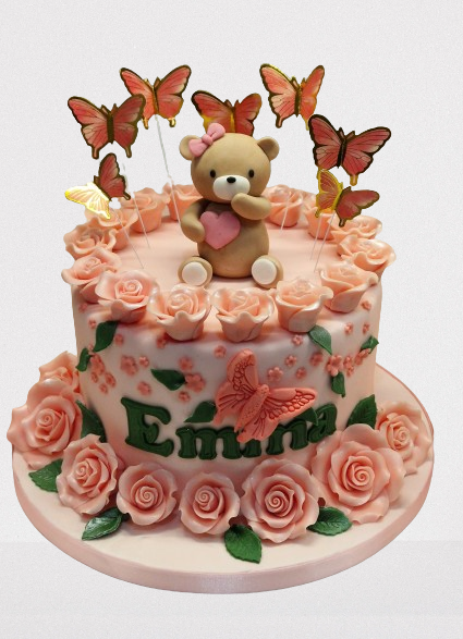 Roses & Butterflies Themed Birthday Cake CB-NC697