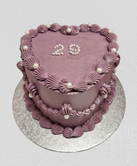 Lilac Heart Shape Lambeth Design Buttercream Cake CB-NC690