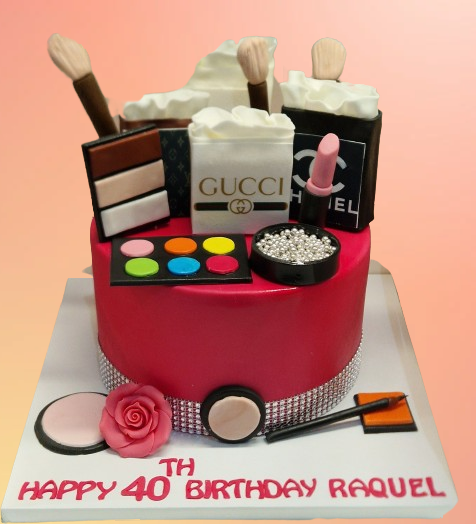 Makeup & Shopping Themed Birthday Cake CB-NC745