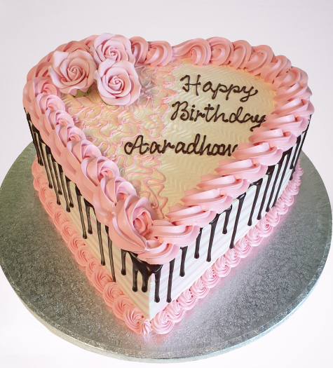 Chocolate Drip Fresh Cream Heart Cake CB-HC002