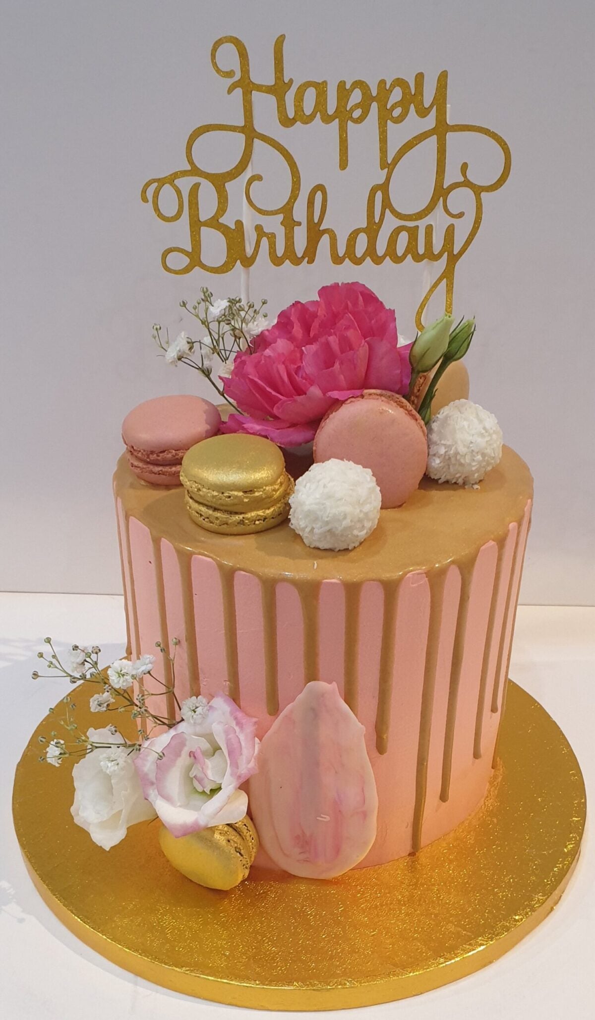 Gold Drip Fresh Cream Birthday Cake CB-RC009