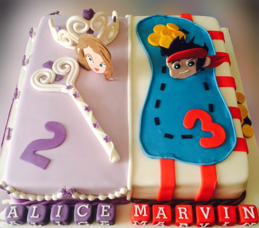 Jake-Sophia Half & Half Birthday Cake CB-NC272