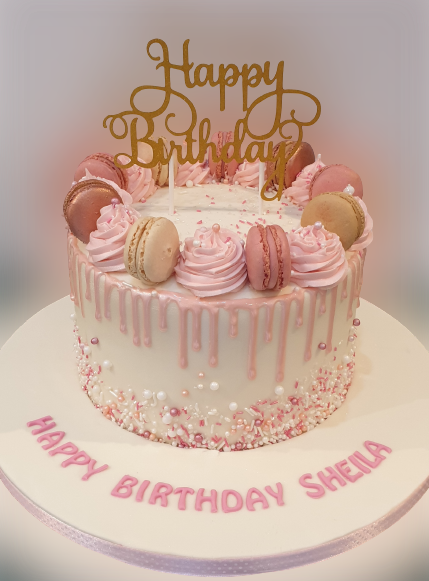 Macarons Topped Buttercream Cake CB-NC305