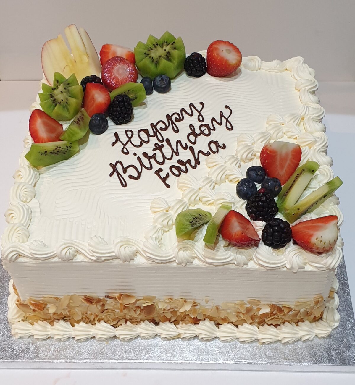 Almond Wrapped Fresh Cream Cake with Fruits CB-SC004