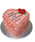 Pink Rosettes Heart Fresh Cream Cake CB-HC018