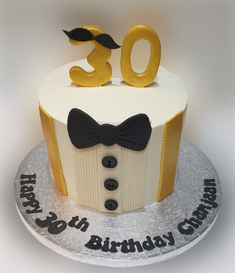 30th Birthday Black&Gold Fresh Cream Cake CB-RC108