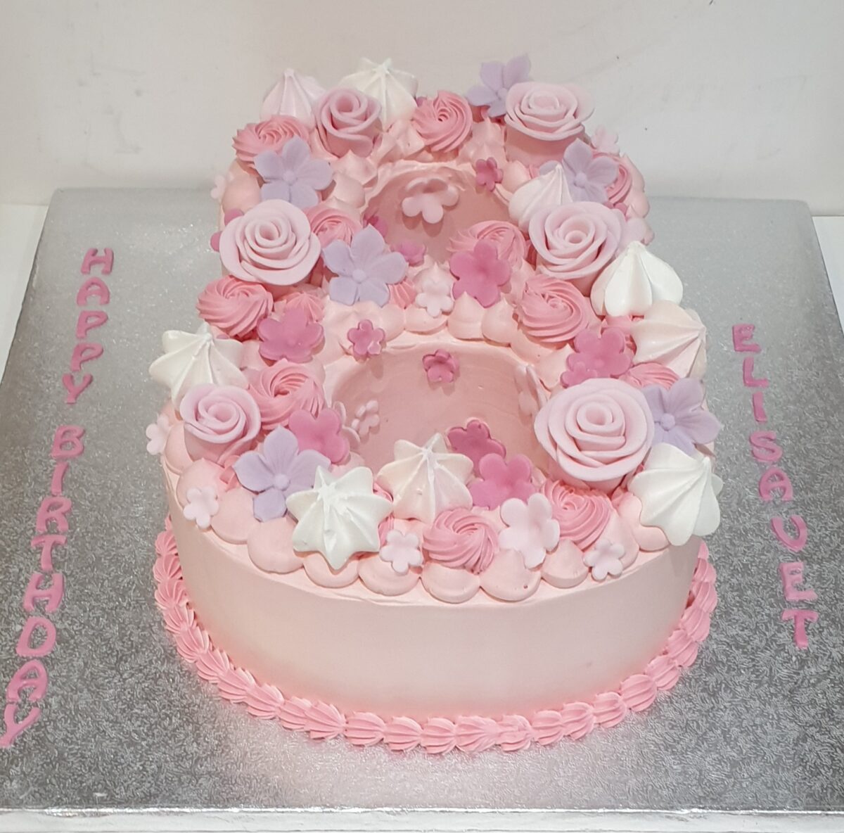 Number 8 All Pink Fresh Cream Cake CB-SC048