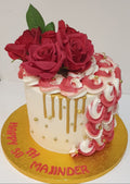 Red Roses/ Gold Drip Buttercream Cake CB-NC350