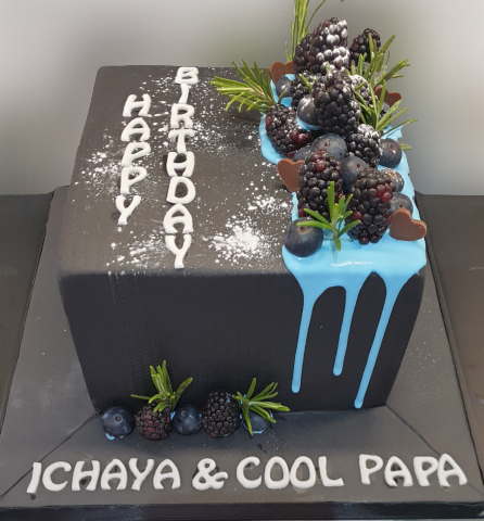 All Black Topped With Berries Icing Cake CB-NC361