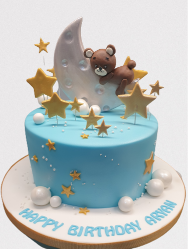 Moon &Stars Teddy Bear Birthday Cake CB-NC377