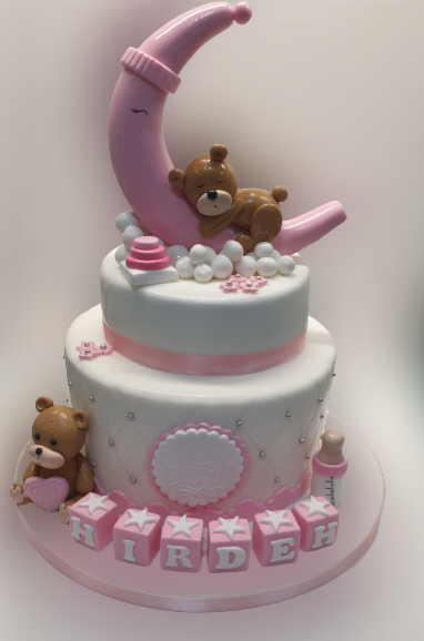 Teddy Over The Moon 1st Birthday Cake CB-NC398