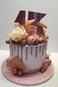 Rose Gold Themed Teenager Birthday Cake CB-NC393