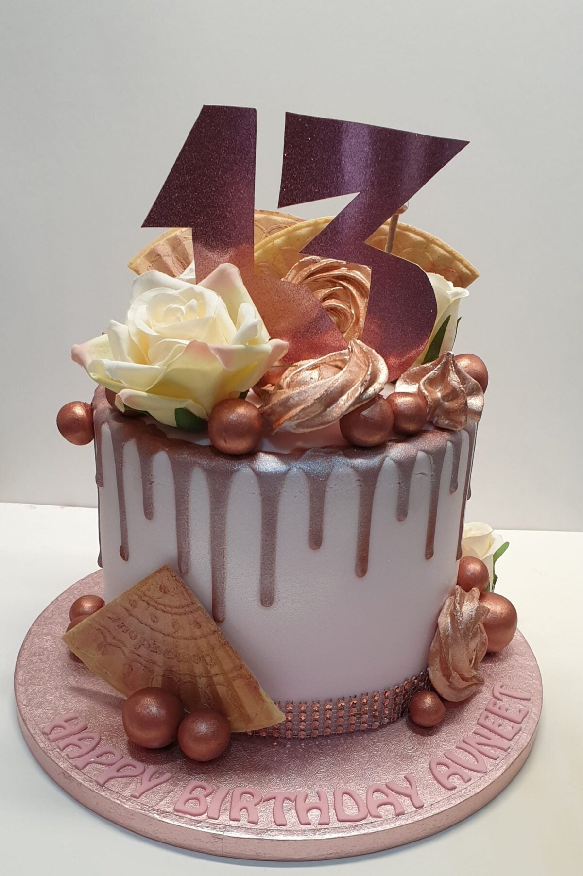 Rose Gold Themed Teenager Birthday Cake CB-NC393