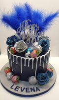 Blue & Silver Themed Birthday Cake CB-NC383