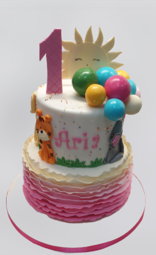 Animal Themed First Birthday Cake CB-NC431