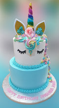 Unicorn Themed 2  Tiered Fresh Cream Cake CB-RC125