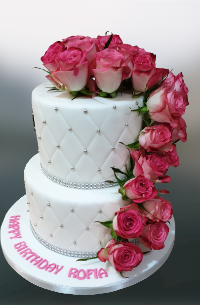 2 Tier Pink &Silver Themed Birthday Cake CB-NC413