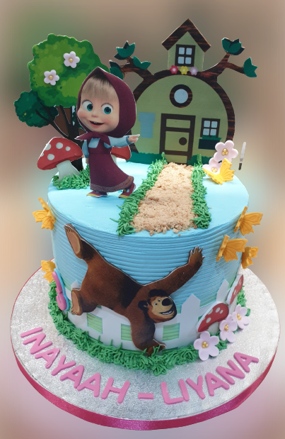 Masha & Bear Buttercream Cake CB-NC408