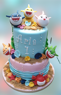 2 Tier Baby Shark 1st Birthday Cake CB-NC405