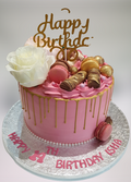 Gold Drip Fresh Cream Cake with Chocolates & Macarons CB-RC131