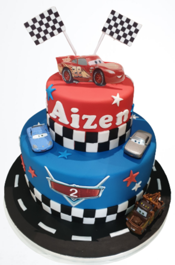 Disney Cars 2 Tier Birthday Cake CB-NC443