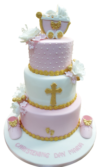 3 Tier Christening Cake For Girls CB-NC444