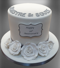 White and Silver 25th Anniversary Cake CB-NC470