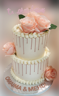 2 Tier Rose Gold Drip Fresh Cream Cake CB-RC142