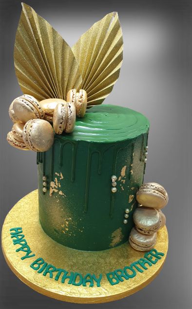 Green & Gold Buttercream Birthday Cake CB-NC475