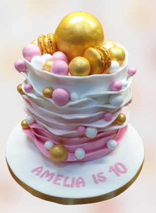 Pink & Gold Ruffle Cake CB-NC481