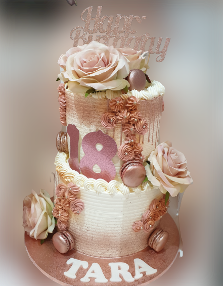 Rose Gold Themed 18th Birthday Cake CB-RC150
