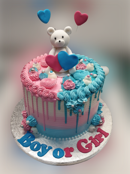 Gender Reveal Baby Shower Fresh Cream Cake CB-RC153