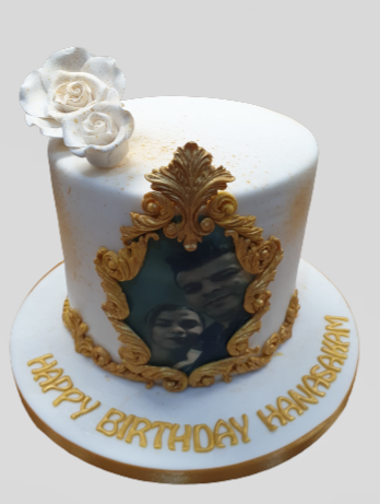 White & Gold Themed Birthday Cake CB-NC497