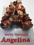 Letter A Fruits & Macaron Topped Fresh Cream Cake CB-SC170