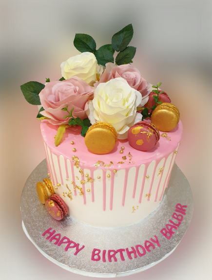 Pink &Gold Themed Fresh Cream Cake CB-RC166