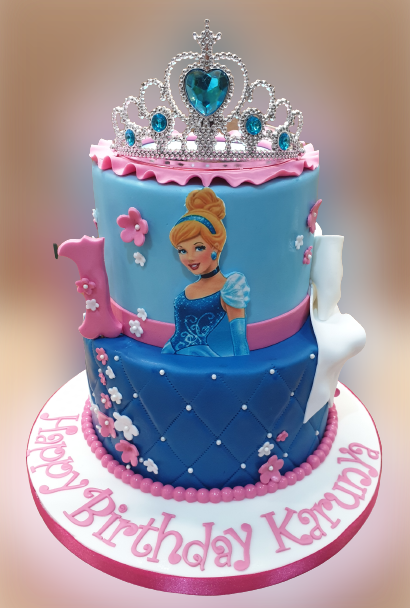 Princess Cinderella 2 Tiered Birthday Cake CB-NC519