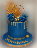Blue & Gold Themed Birthday Cake NC573