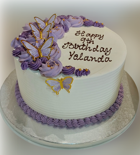 Purple Butterflies Topped Fresh Cream Cake CB-RC157
