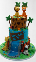 Jungle Animal 3 Tiered  Birthday Cake CB-NC586