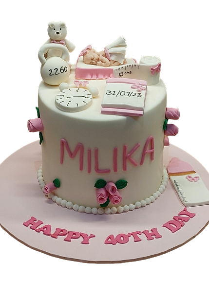 40th Day Baby Girl Icing Cake CB-NC617