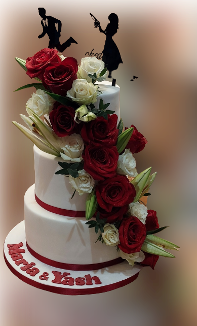 3 Tiered Fresh Flowers Wedding Cake CB-NC583