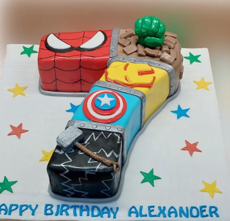Number 7 Avenger’s Themed Birthday Cake CB-NC616