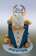 Blue & Gold Themed Birthday Cake CB-NC638