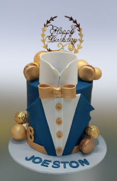 Blue & Gold Themed Birthday Cake CB-NC638