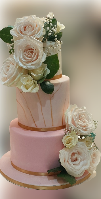 3 Tiered Wedding Cake with Fresh Flowers CB-NC636