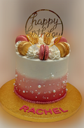 Pink Ombre’ Fresh Cream Cake Topped with Macarons CB-RC181