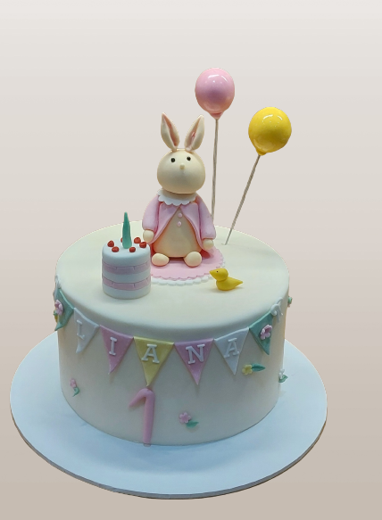 First Birthday Bunny Themed Icing Cake CB-NC623