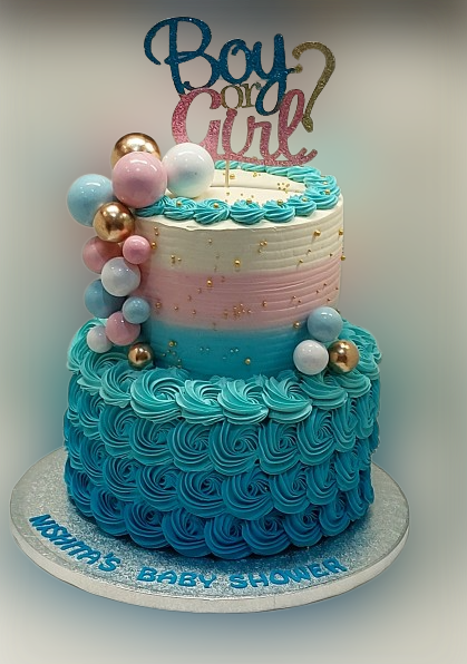 Gender Reveal 2 tiered Fresh Cream Cake CB-RC200